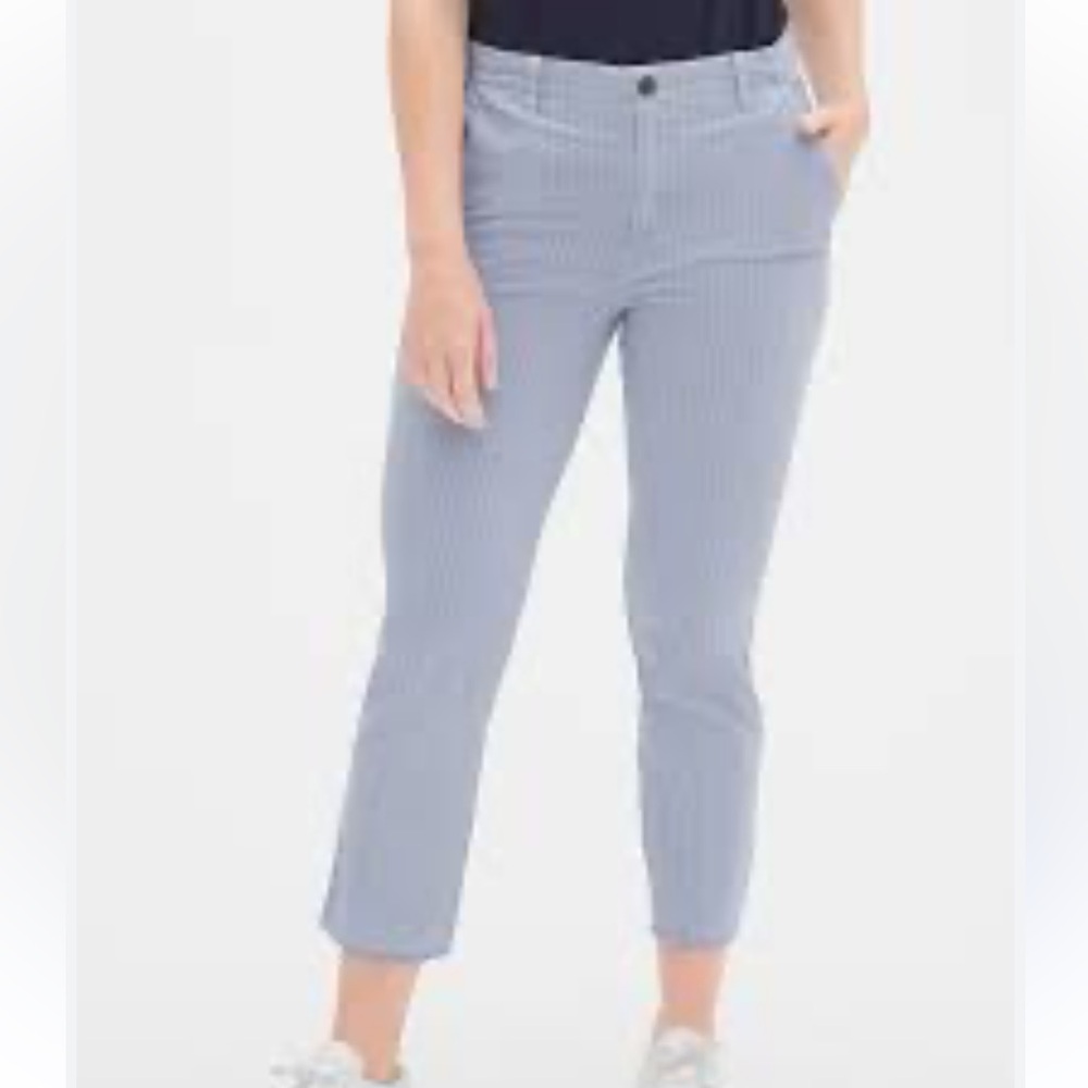 GAP Raw Hem Blue‎ Stripe Girlfriend Chinos